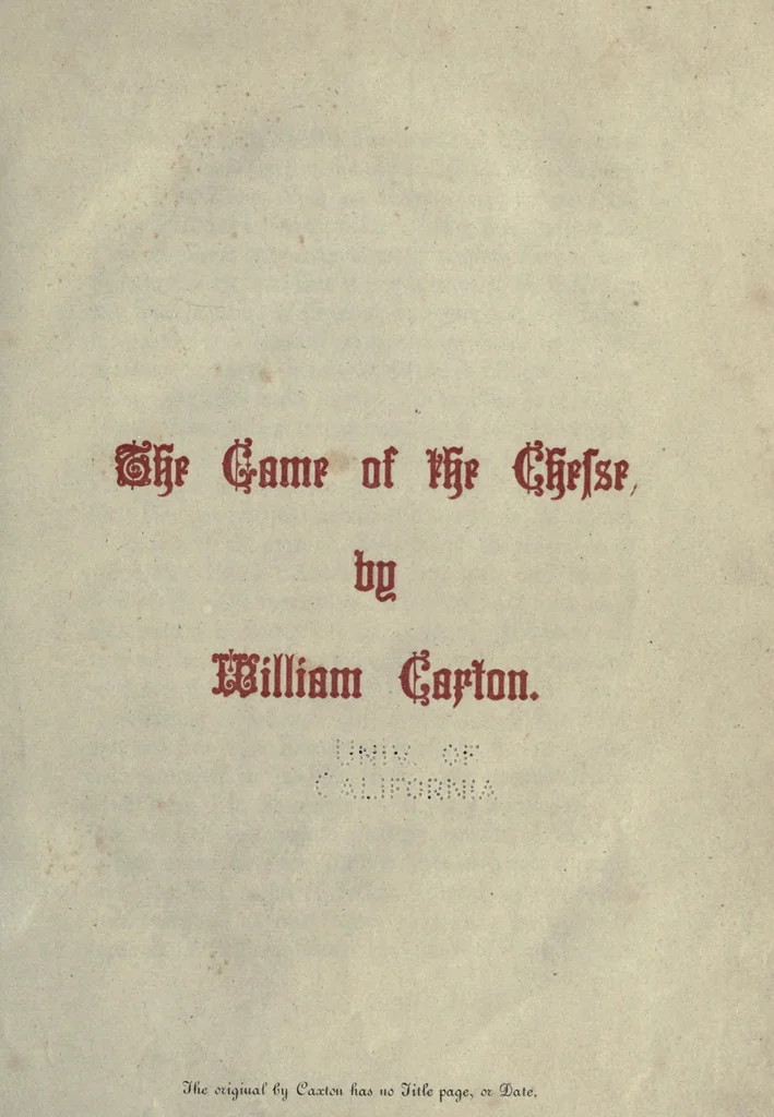An illustration from The game of the chesse, 1855, leaf 7