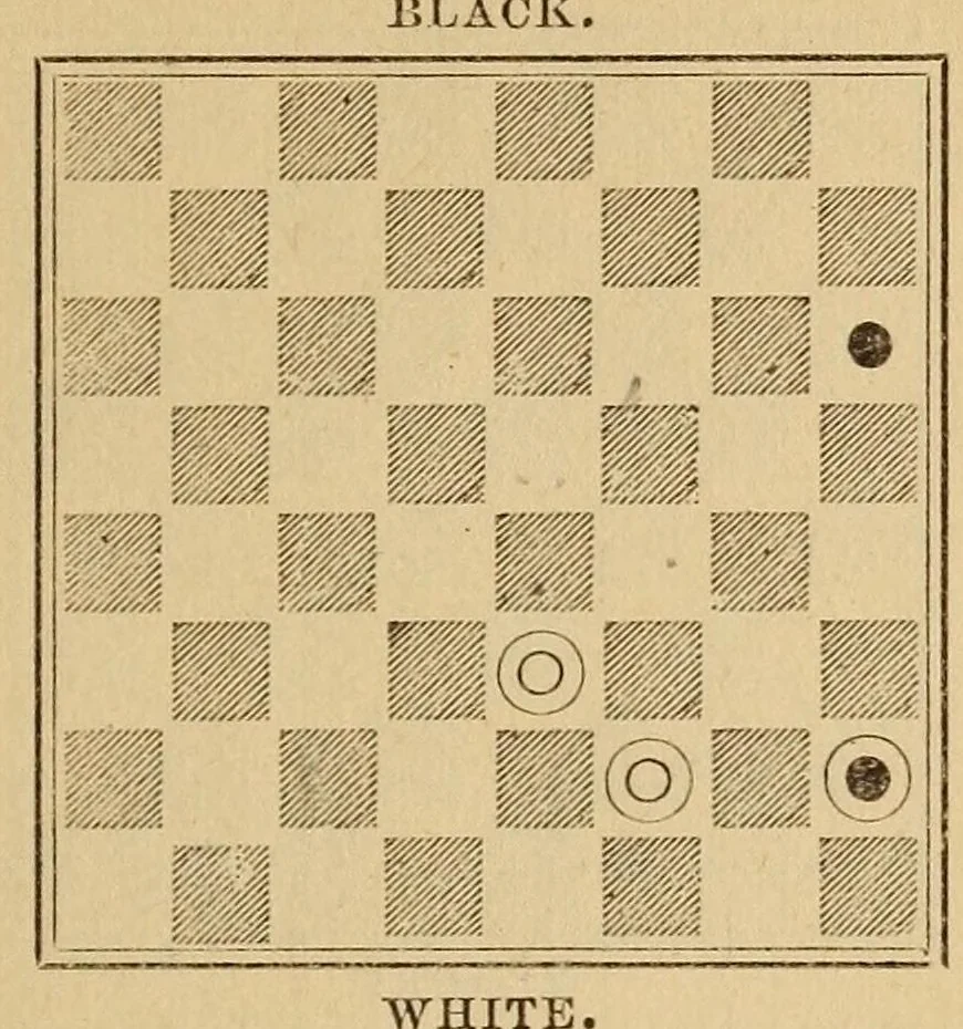 An illustration from The game of draughts, 1890, leaf 43