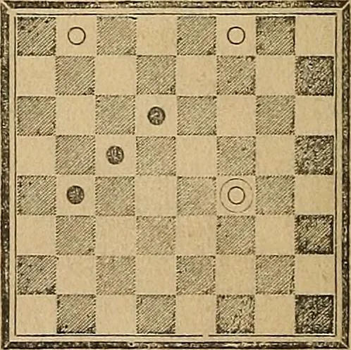 An illustration from The game of draughts; simplified and illustrated with diagrams. Founded on the games of Andrew Anderson, 1881, leaf 294