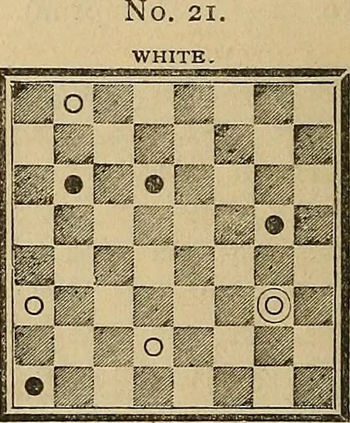 An illustration from The game of draughts; simplified and illustrated with diagrams. Founded on the games of Andrew Anderson, 1881, leaf 296