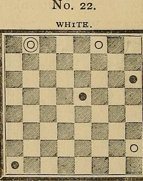 An illustration from The game of draughts; simplified and illustrated with diagrams. Founded on the games of Andrew Anderson, 1881, leaf 296