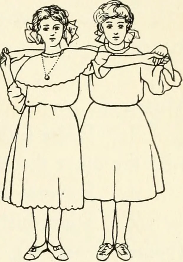 An illustration from Games and dances, a selected collection of games, song-games and dances suitable for schools, play-grounds, gymnastic associations, boys' & girls' clubs, etc, 1920, leaf 68