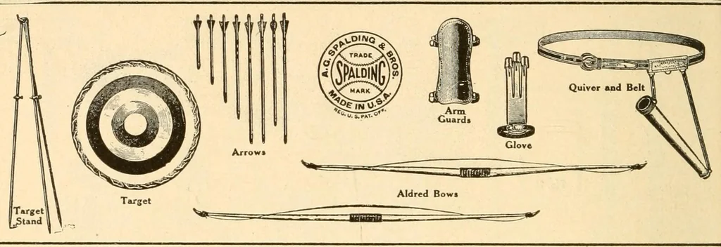 An illustration from The games of drawing room hockey, tether ball, hand tennis, garden hockey, volley ball, basket goal, lawn hockey, wicket polo, hand polo, golf croquet, clock golf, laws of badminton, 1914, leaf 80