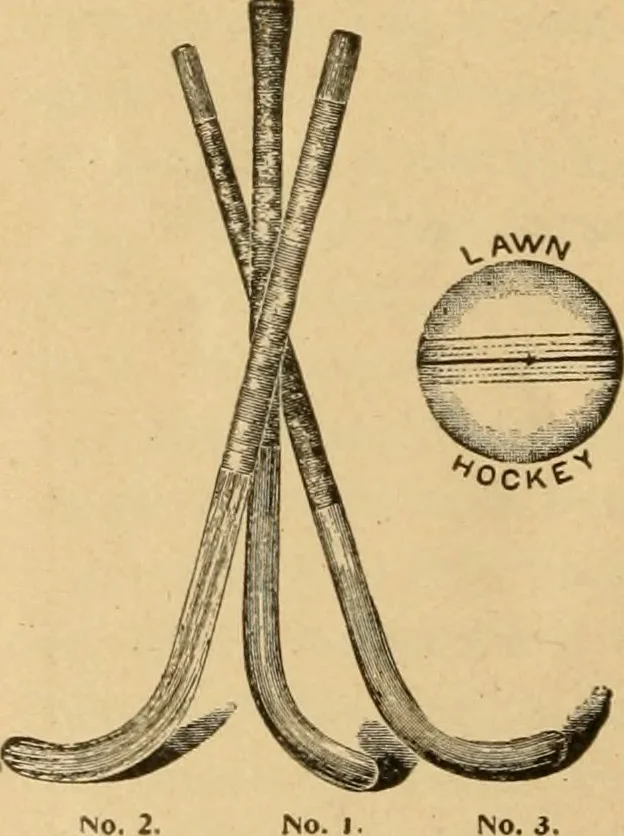An illustration from The games of lawn hockey, tether ball, squash ball, golf-croquet, 1900, leaf 39