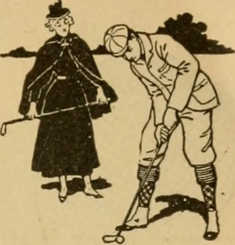 An illustration from The games of lawn hockey, tether ball, squash ball, golf-croquet, 1900, leaf 46