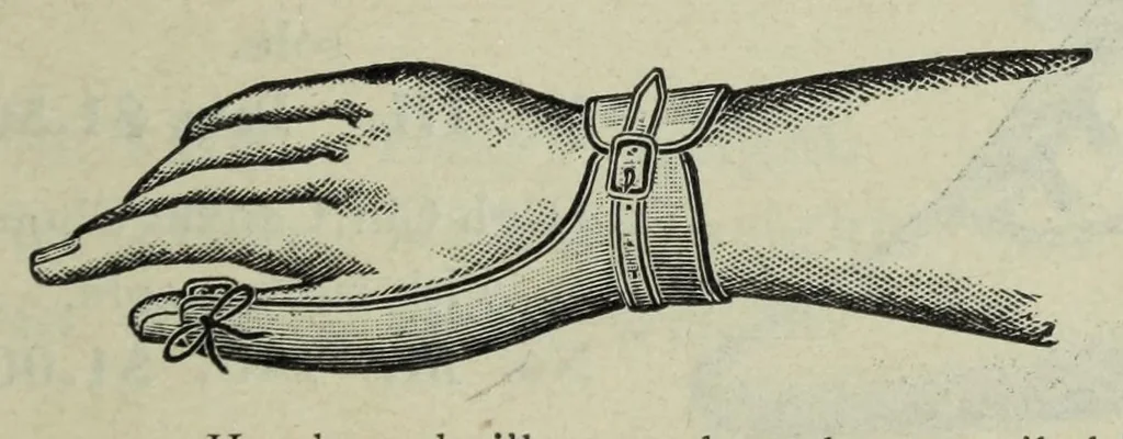 An illustration from The games of lawn hockey : tether ball, golf-croquet, hand tennis, volley ball, hand polo, wicket polo, laws of badminton, drawing room hockey, garden hockey, 1903, leaf 65