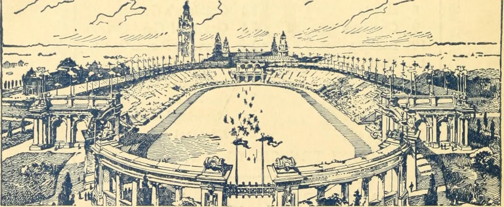 An illustration from The games of lawn hockey, tether ball, golf-croquet, hand tennis, volley ball, hand polo, wicket polo, laws of badminton, drawing room hockey, garden hockey, 1903, leaf 100