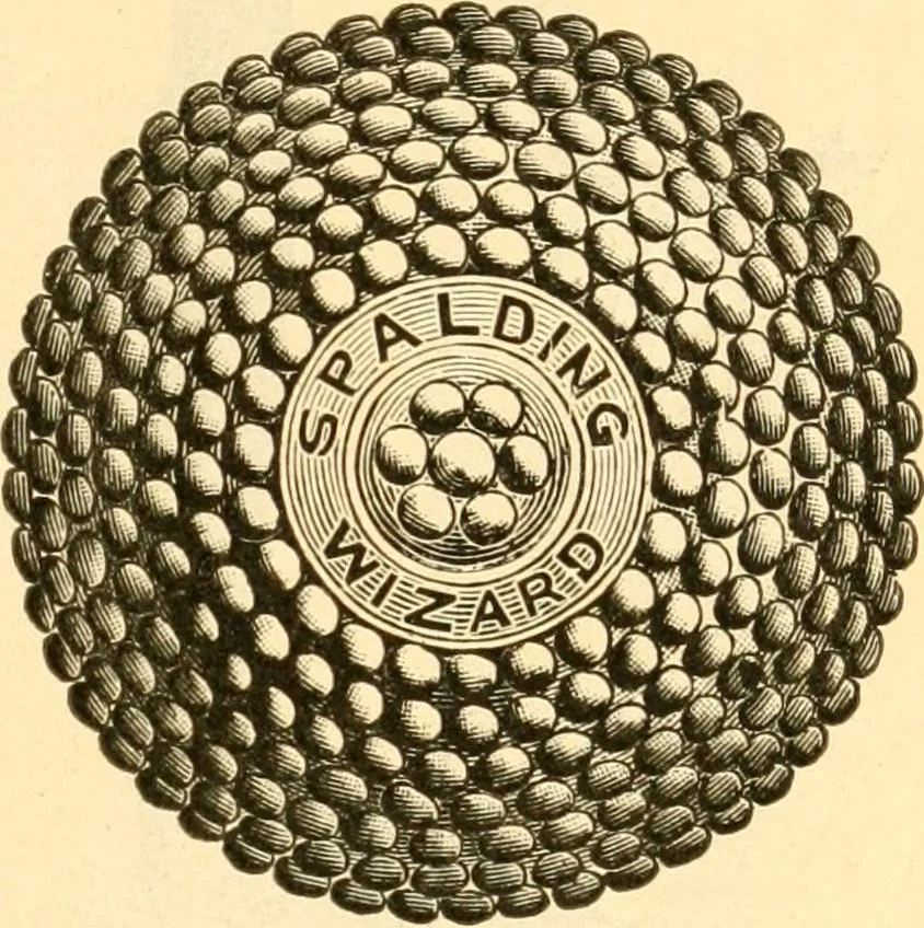 An illustration from The games of lawn hockey, tether ball, golf-croquet, hand tennis, volley ball, hand polo, wicket polo, laws of badminton, drawing room hockey, garden hockey, 1903, leaf 85