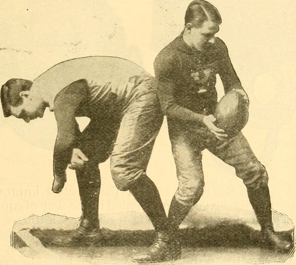 An illustration from The games of lawn hockey, tether ball, golf-croquet, hand tennis, volley ball, hand polo, wicket polo, laws of badminton, drawing room hockey, garden hockey, 1903, leaf 91