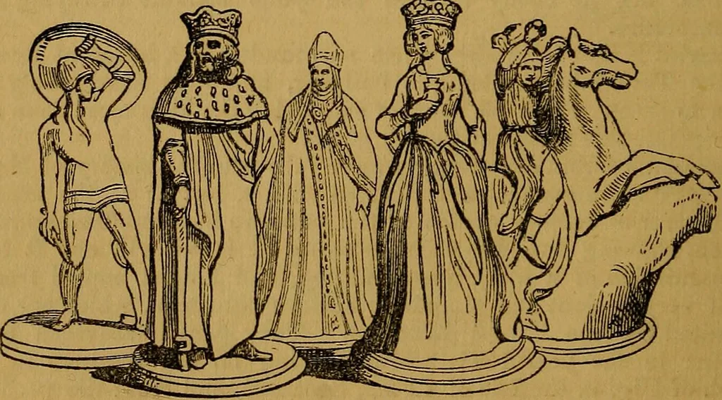 An illustration from Games of skill, and conjuring: including draughts, dominoes, chess, morrice, 1865, leaf 22