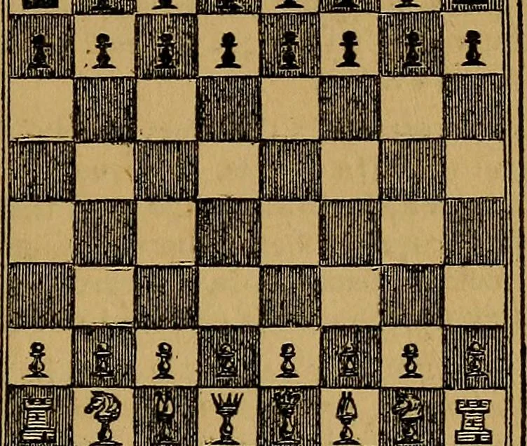 An illustration from Games of skill, and conjuring: including draughts, dominoes, chess, morrice, 1865, leaf 23