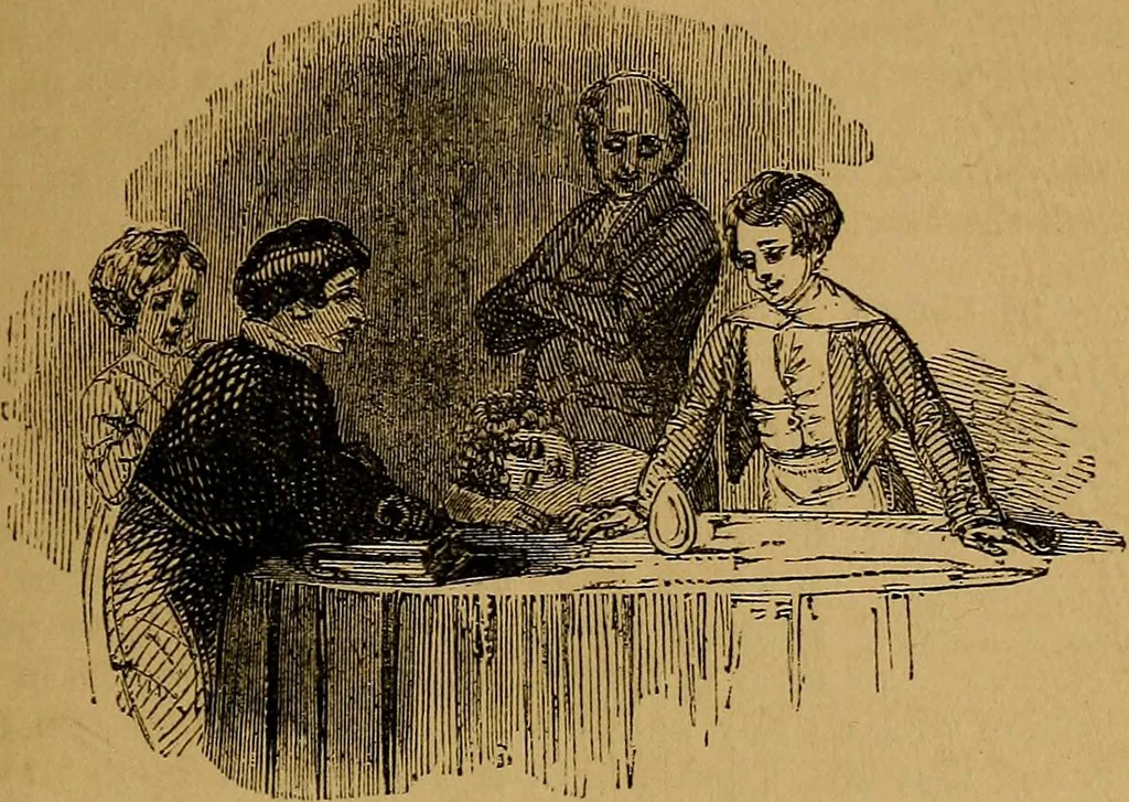 An illustration from Games of skill, and conjuring: including draughts, dominoes, chess, morrice, 1865, leaf 39