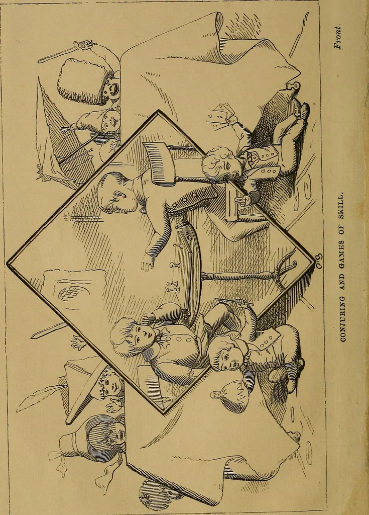 An illustration from Games of skill, and conjuring: including draughts, dominoes, chess, morrice, 1865, leaf 4