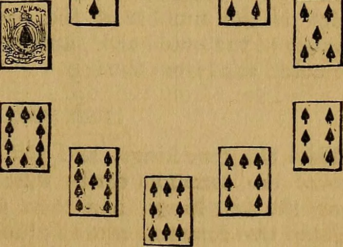 An illustration from Games of skill, and conjuring: including draughts, dominoes, chess, morrice, 1865, leaf 55