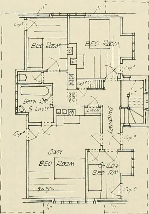 An illustration from Garden city houses and domestic interior details, 1913, leaf 13