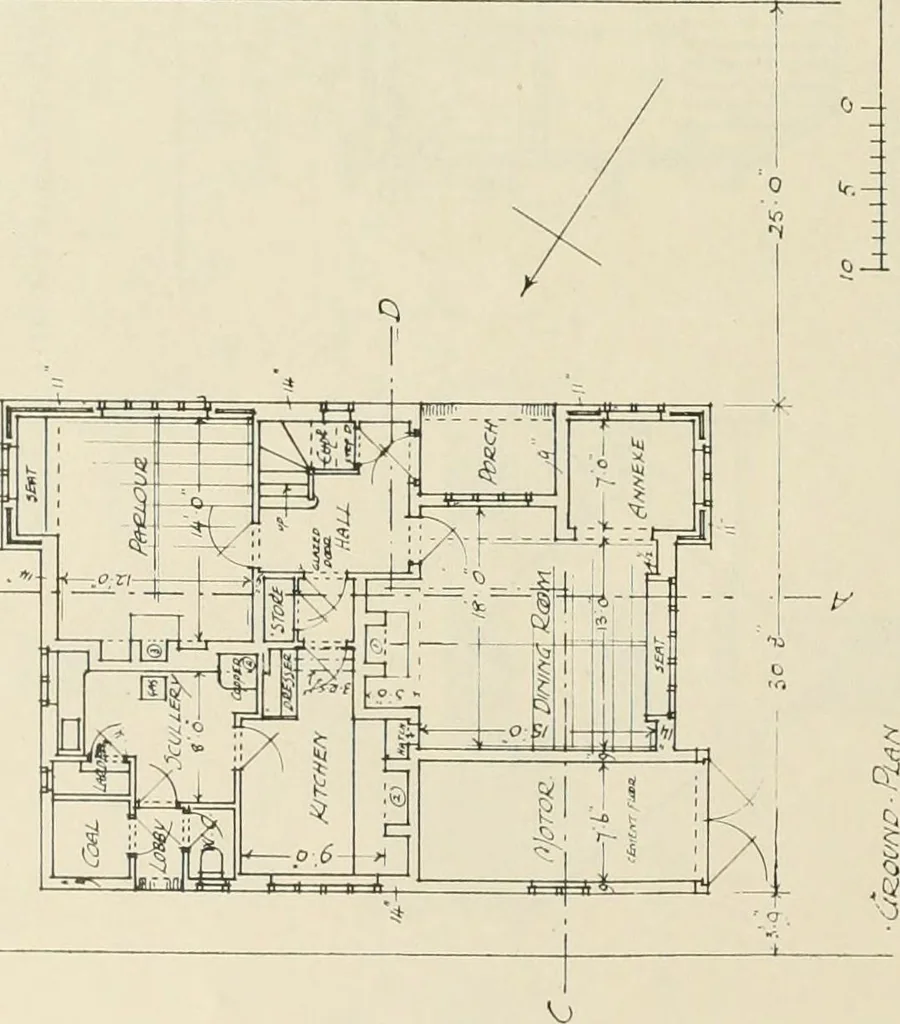 An illustration from Garden city houses and domestic interior details, 1913, leaf 13