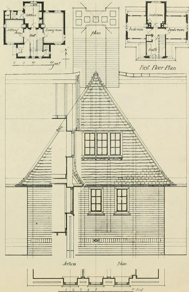 An illustration from Garden city houses and domestic interior details, 1913, leaf 17