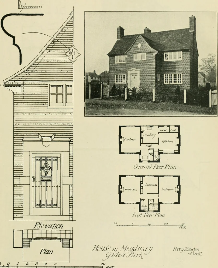 An illustration from Garden city houses and domestic interior details, 1913, leaf 24