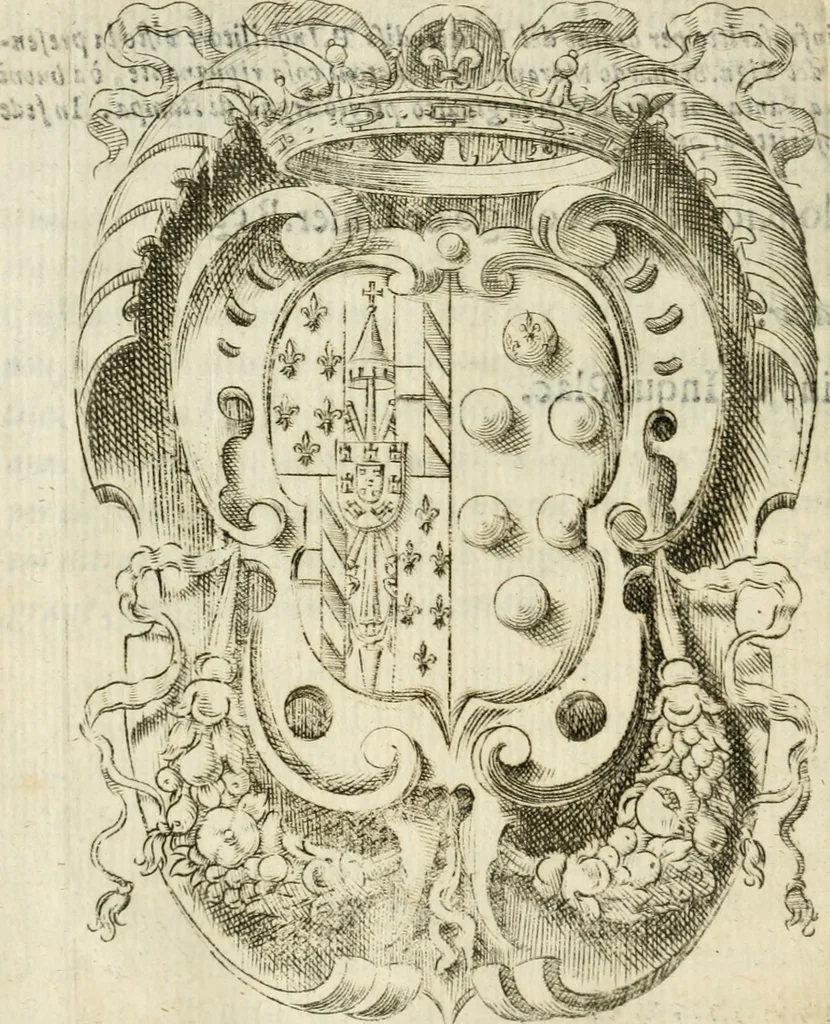 An illustration from Gareggiamento d'Amore e d'Imeneo, rappresentato in Elicona per le nozze delli ser.mi di Piacenza e Parma Odoardo Farnese e Margarita Medici : epitalamio, 1628, leaf 13