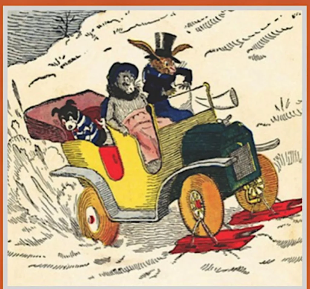 An illustration from UNCLE WIGGILY' S AUTO SLED-Bk1- by HOWARD GARIS - GUNSTON CLASSICS, 1919, leaf 0