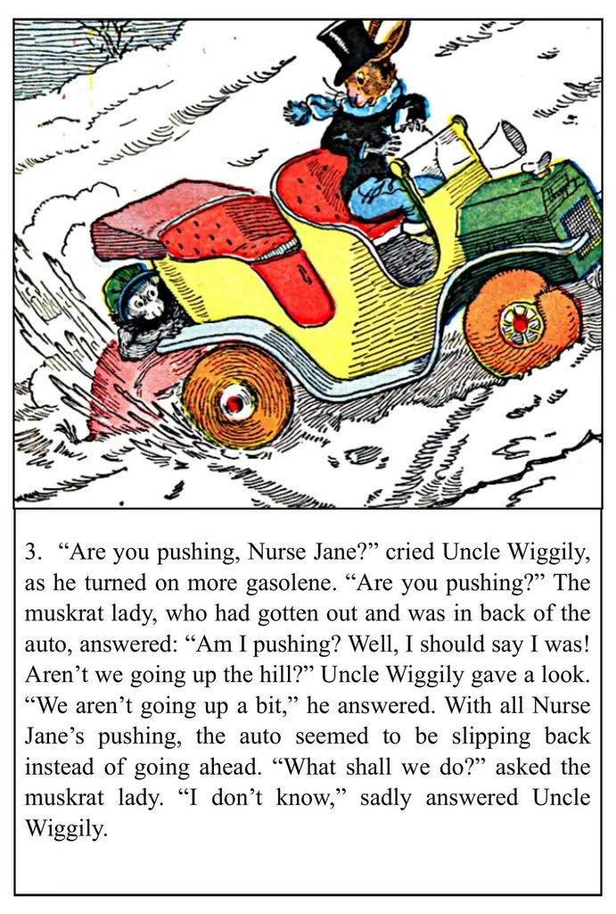 An illustration from UNCLE WIGGILY' S AUTO SLED-Bk1- by HOWARD GARIS - GUNSTON CLASSICS, 1919, leaf 7