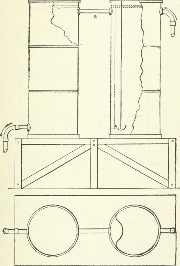An illustration from Gas-engines and producer-gas plants; a practice treatise setting forth the principles of gas-engines and producer design, the selection and installation of an engine, conditions of perfect operation, producer-gas engines and their possibilities, the care of gas-engines and producer-gas plants, with a chapter on volatile hydrocarbon and oil engines, 1905, leaf 102