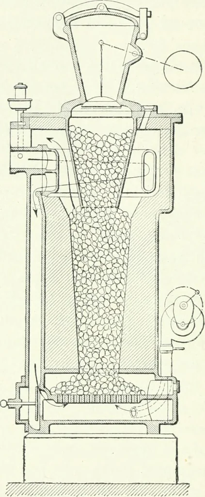 An illustration from Gas-engines and producer-gas plants; a practice treatise setting forth the principles of gas-engines and producer design, the selection and installation of an engine, conditions of perfect operation, producer-gas engines and their possibilities, the care of gas-engines and producer-gas plants, with a chapter on volatile hydrocarbon and oil engines, 1905, leaf 205