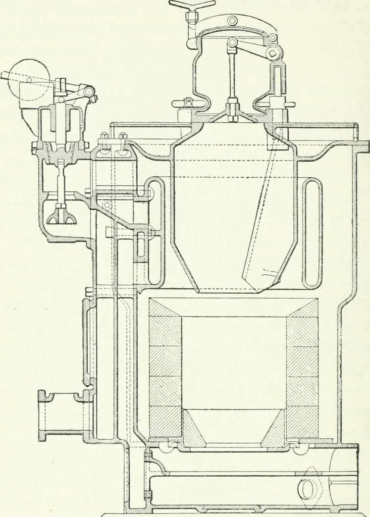 An illustration from Gas-engines and producer-gas plants; a practice treatise setting forth the principles of gas-engines and producer design, the selection and installation of an engine, conditions of perfect operation, producer-gas engines and their possibilities, the care of gas-engines and producer-gas plants, with a chapter on volatile hydrocarbon and oil engines, 1905, leaf 207
