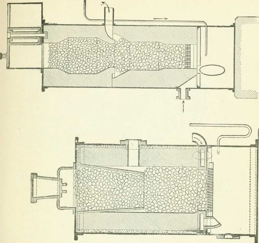 An illustration from Gas-engines and producer-gas plants; a practice treatise setting forth the principles of gas-engines and producer design, the selection and installation of an engine, conditions of perfect operation, producer-gas engines and their possibilities, the care of gas-engines and producer-gas plants, with a chapter on volatile hydrocarbon and oil engines, 1905, leaf 208