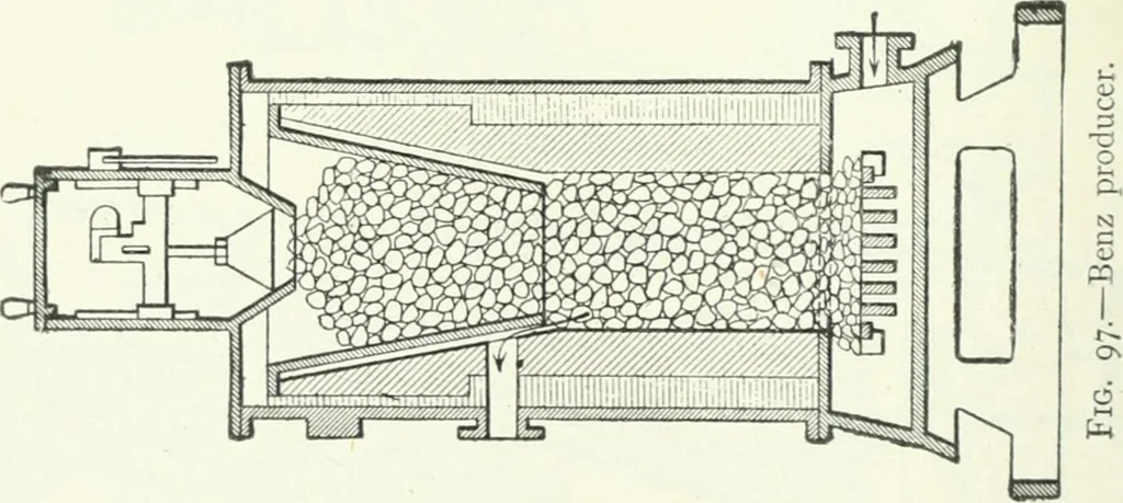 An illustration from Gas-engines and producer-gas plants; a practice treatise setting forth the principles of gas-engines and producer design, the selection and installation of an engine, conditions of perfect operation, producer-gas engines and their possibilities, the care of gas-engines and producer-gas plants, with a chapter on volatile hydrocarbon and oil engines, 1905, leaf 209