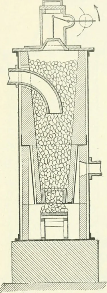 An illustration from Gas-engines and producer-gas plants; a practice treatise setting forth the principles of gas-engines and producer design, the selection and installation of an engine, conditions of perfect operation, producer-gas engines and their possibilities, the care of gas-engines and producer-gas plants, with a chapter on volatile hydrocarbon and oil engines, 1905, leaf 210