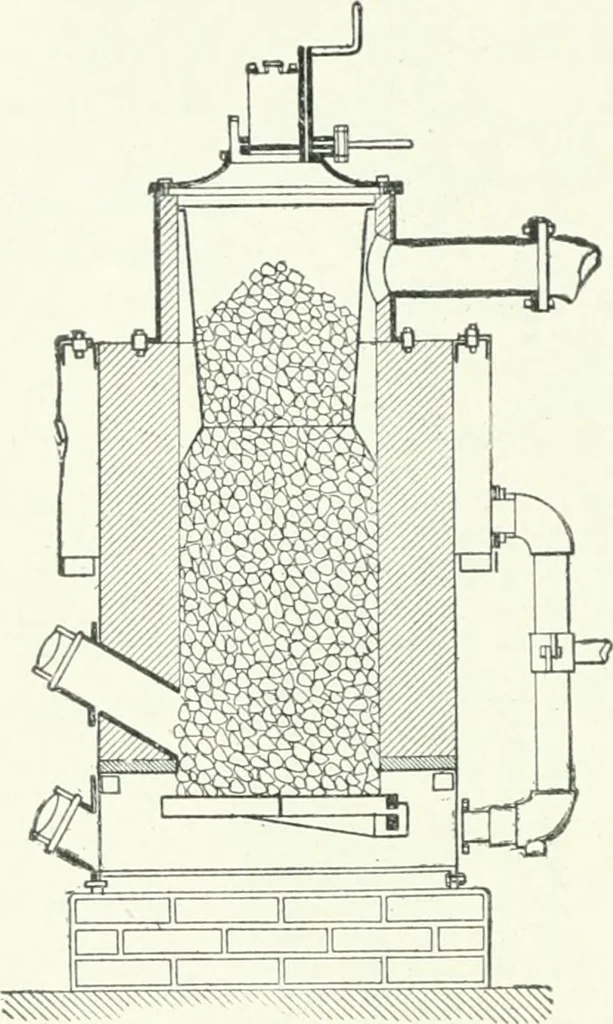 An illustration from Gas-engines and producer-gas plants; a practice treatise setting forth the principles of gas-engines and producer design, the selection and installation of an engine, conditions of perfect operation, producer-gas engines and their possibilities, the care of gas-engines and producer-gas plants, with a chapter on volatile hydrocarbon and oil engines, 1905, leaf 237