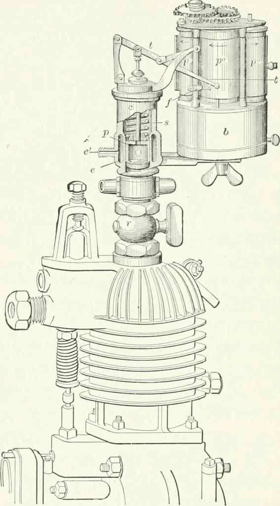 An illustration from Gas-engines and producer-gas plants; a practice treatise setting forth the principles of gas-engines and producer design, the selection and installation of an engine, conditions of perfect operation, producer-gas engines and their possibilities, the care of gas-engines and producer-gas plants, with a chapter on volatile hydrocarbon and oil engines, 1905, leaf 269