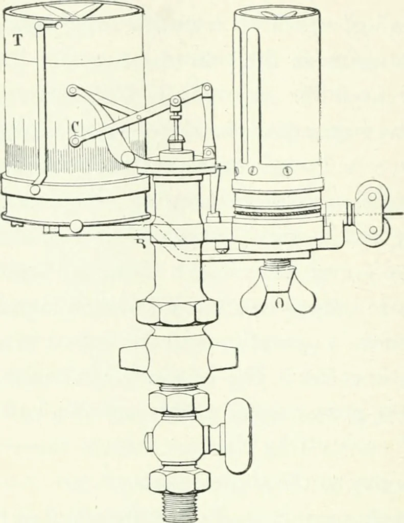 An illustration from Gas-engines and producer-gas plants; a practice treatise setting forth the principles of gas-engines and producer design, the selection and installation of an engine, conditions of perfect operation, producer-gas engines and their possibilities, the care of gas-engines and producer-gas plants, with a chapter on volatile hydrocarbon and oil engines, 1905, leaf 285