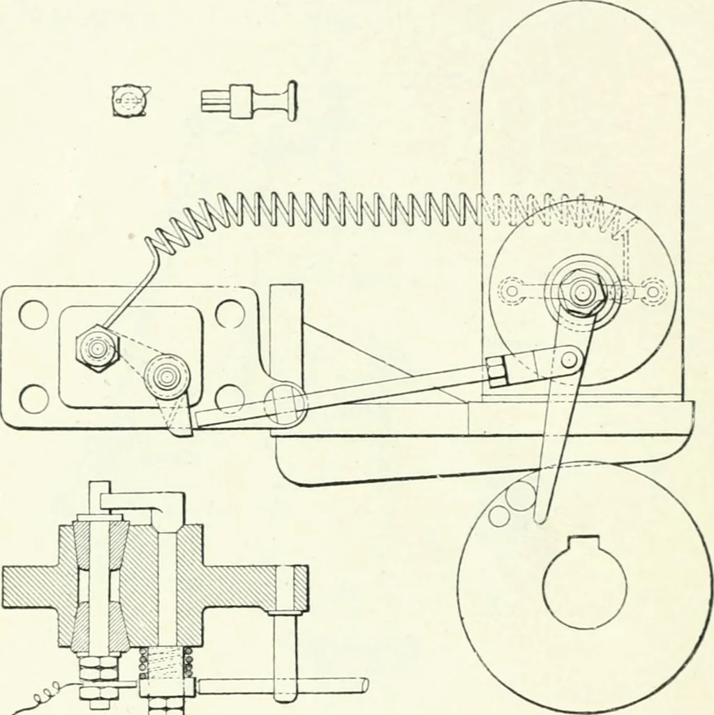 An illustration from Gas-engines and producer-gas plants; a practice treatise setting forth the principles of gas-engines and producer design, the selection and installation of an engine, conditions of perfect operation, producer-gas engines and their possibilities, the care of gas-engines and producer-gas plants, with a chapter on volatile hydrocarbon and oil engines, 1905, leaf 33