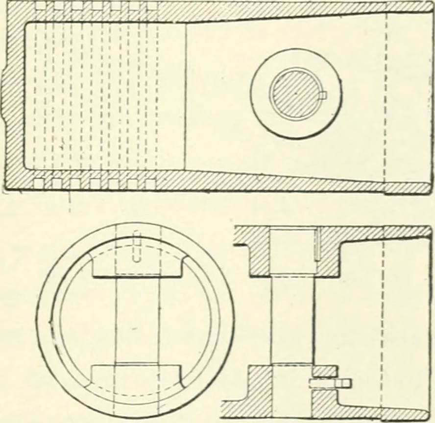 An illustration from Gas-engines and producer-gas plants; a practice treatise setting forth the principles of gas-engines and producer design, the selection and installation of an engine, conditions of perfect operation, producer-gas engines and their possibilities, the care of gas-engines and producer-gas plants, with a chapter on volatile hydrocarbon and oil engines, 1905, leaf 38