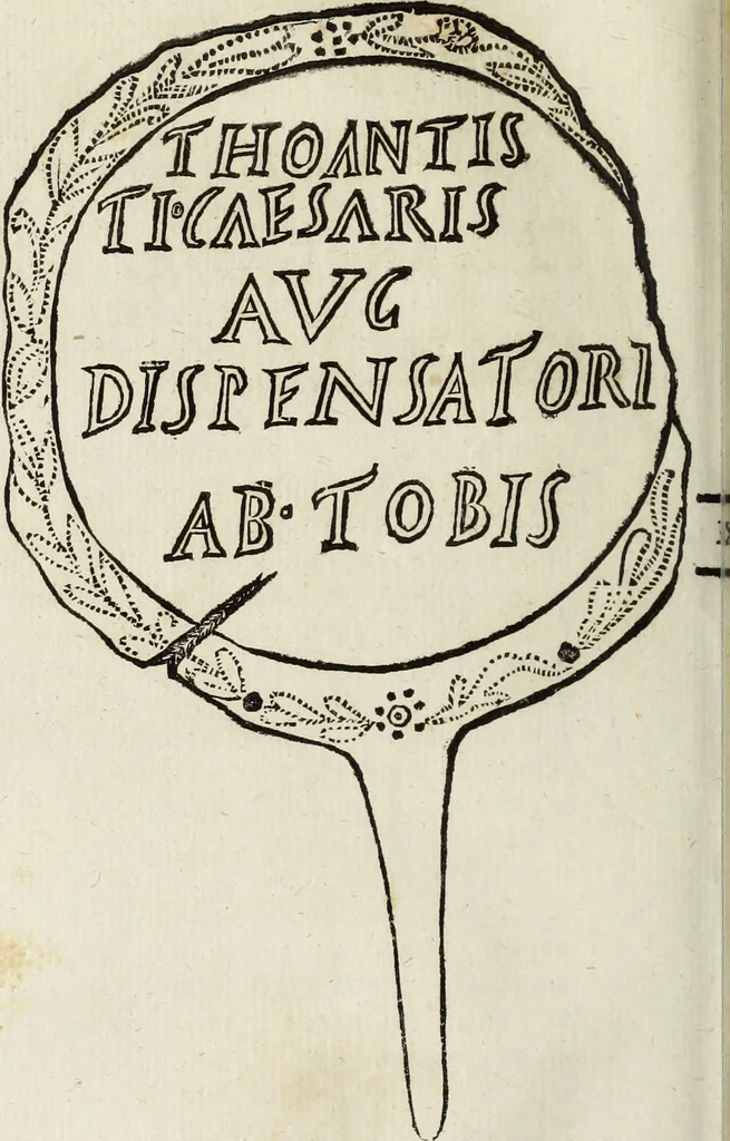 An illustration from Gasparis Aloysii Oderici ... Dissertationes et adnotationes in aliquot ineditas veterum inscriptiones et numismata accedunt inscriptiones et monumenta quae extant in bibliotheca monachorum camaldulensium S. Gregorii in Monte Coelio explicationibvs illvstrata, 1765, leaf 259