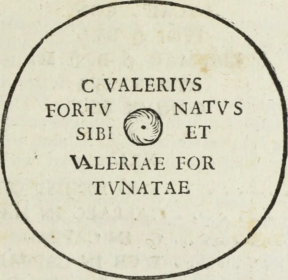 An illustration from Gasparis Aloysii Oderici ... Dissertationes et adnotationes in aliquot ineditas veterum inscriptiones et numismata accedunt inscriptiones et monumenta quae extant in bibliotheca monachorum camaldulensium S. Gregorii in Monte Coelio explicationibvs illvstrata, 1765, leaf 364
