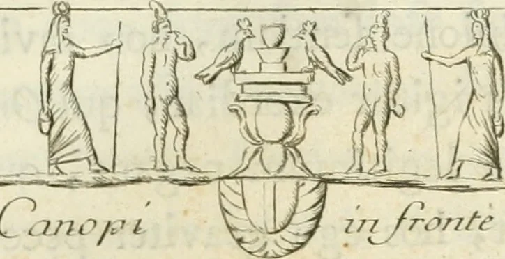 An illustration from Gasparis AloysI OdericI Societatis Iesu Academici Etrusci ad Caietanum Marinium De argenteo Orcitirigis numo coniecturae, 1767, leaf 16