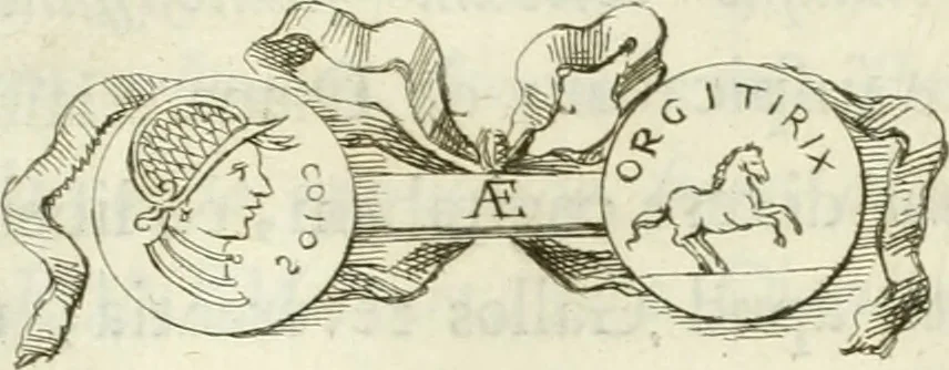 An illustration from Gasparis AloysI OdericI Societatis Iesu Academici Etrusci ad Caietanum Marinium De argenteo Orcitirigis numo coniecturae, 1767, leaf 58