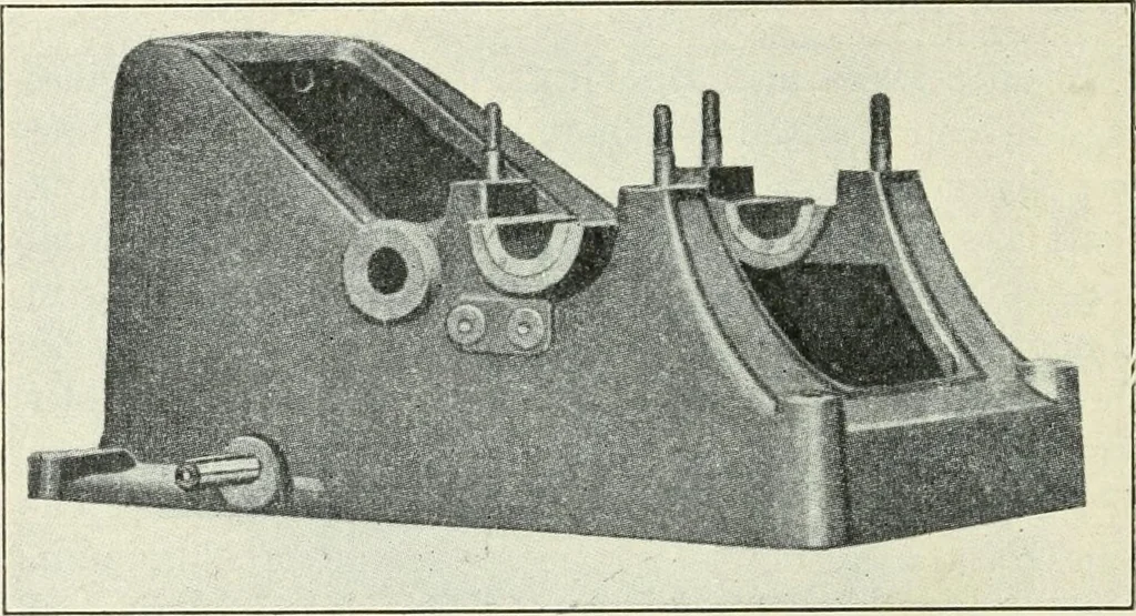 An illustration from The modern gas tractor, its construction, utility, operation and repair; a practical treatise defining every branch of up-to-date gas tractor engineering, driving and maintenance in a non-technical manner. Considers fully all types of power plants and their components, methods of drive and speed changing mechanisms. Describes design and construction of all parts, their installation and adjustment as well as practical application of tractors in the field, 1914, leaf 144