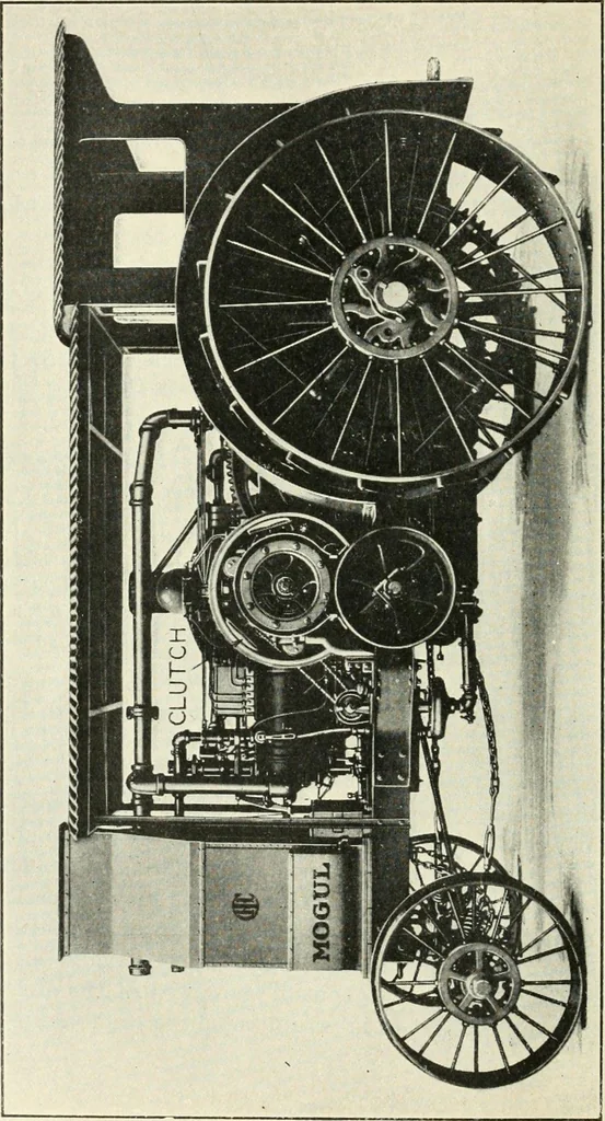 An illustration from The modern gas tractor, its construction, utility, operation and repair; a practical treatise defining every branch of up-to-date gas tractor engineering, driving and maintenance in a non-technical manner. Considers fully all types of power plants and their components, methods of drive and speed changing mechanisms. Describes design and construction of all parts, their installation and adjustment as well as practical application of tractors in the field, 1914, leaf 242