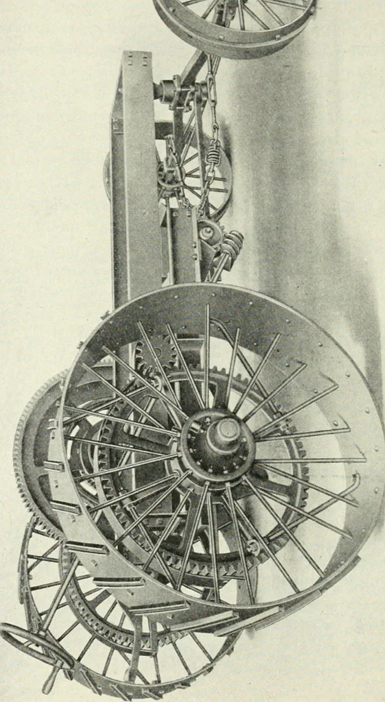 An illustration from The modern gas tractor, its construction, utility, operation and repair; a practical treatise defining every branch of up-to-date gas tractor engineering, driving and maintenance in a non-technical manner. Considers fully all types of power plants and their components, methods of drive and speed changing mechanisms. Describes design and construction of all parts, their installation and adjustment as well as practical application of tractors in the field, 1914, leaf 282