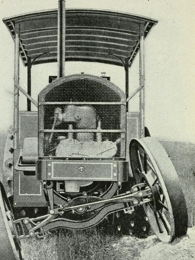 An illustration from The modern gas tractor, its construction, utility, operation and repair; a practical treatise defining every branch of up-to-date gas tractor engineering, driving and maintenance in a non-technical manner. Considers fully all types of power plants and their components, methods of drive and speed changing mechanisms. Describes design and construction of all parts, their installation and adjustment as well as practical application of tractors in the field, 1914, leaf 290