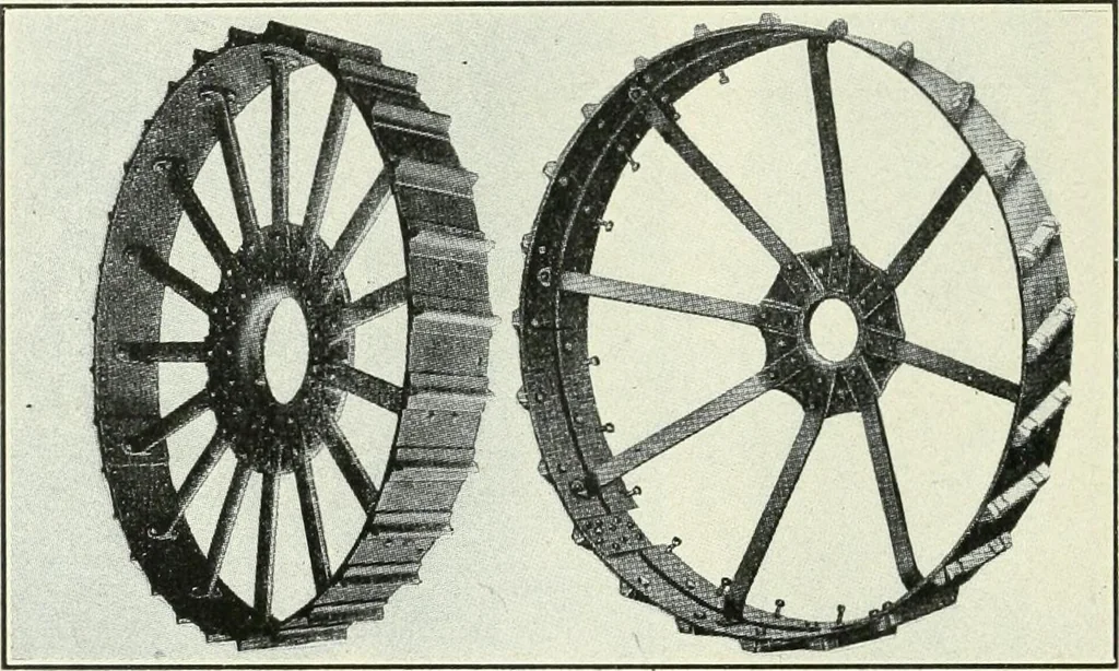 An illustration from The modern gas tractor, its construction, utility, operation and repair; a practical treatise defining every branch of up-to-date gas tractor engineering, driving and maintenance in a non-technical manner. Considers fully all types of power plants and their components, methods of drive and speed changing mechanisms. Describes design and construction of all parts, their installation and adjustment as well as practical application of tractors in the field, 1914, leaf 300