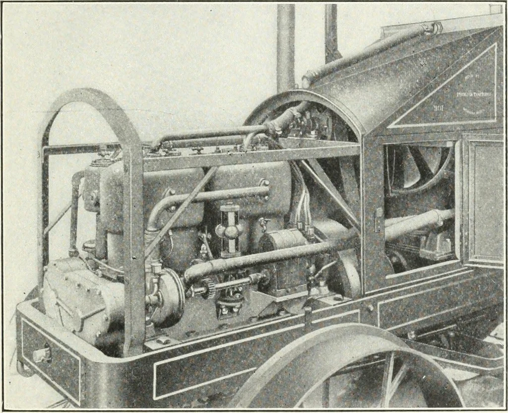 An illustration from The modern gas tractor, its construction, utility, operation and repair; a practical treatise defining every branch of up-to-date gas tractor engineering, driving and maintenance in a non-technical manner. Considers fully all types of power plants and their components, methods of drive and speed changing mechanisms. Describes design and construction of all parts, their installation and adjustment as well as practical application of tractors in the field, 1914, leaf 365