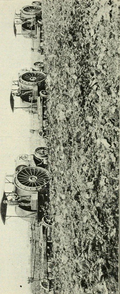 An illustration from The modern gas tractor, its construction, utility, operation and repair; a practical treatise defining every branch of up-to-date gas tractor engineering, driving and maintenance in a non-technical manner. Considers fully all types of power plants and their components, methods of drive and speed changing mechanisms. Describes design and construction of all parts, their installation and adjustment as well as practical application of tractors in the field, 1914, leaf 400