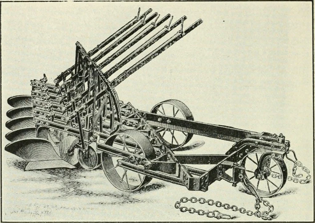 An illustration from The modern gas tractor, its construction, utility, operation and repair; a practical treatise defining every branch of up-to-date gas tractor engineering, driving and maintenance in a non-technical manner. Considers fully all types of power plants and their components, methods of drive and speed changing mechanisms. Describes design and construction of all parts, their installation and adjustment as well as practical application of tractors in the field, 1914, leaf 402
