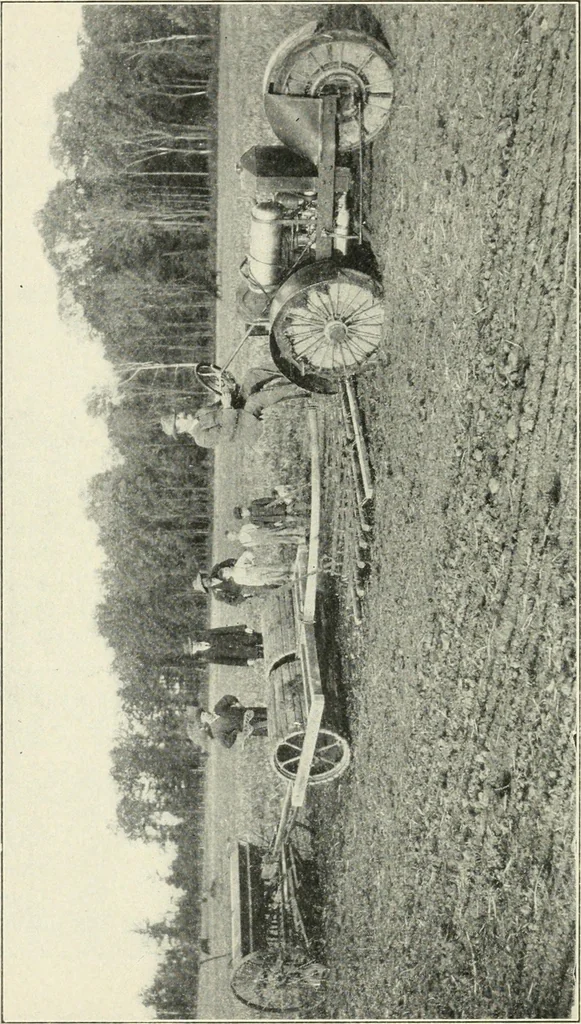 An illustration from The modern gas tractor, its construction, utility, operation and repair; a practical treatise defining every branch of up-to-date gas tractor engineering, driving and maintenance in a non-technical manner. Considers fully all types of power plants and their components, methods of drive and speed changing mechanisms. Describes design and construction of all parts, their installation and adjustment as well as practical application of tractors in the field, 1914, leaf 44