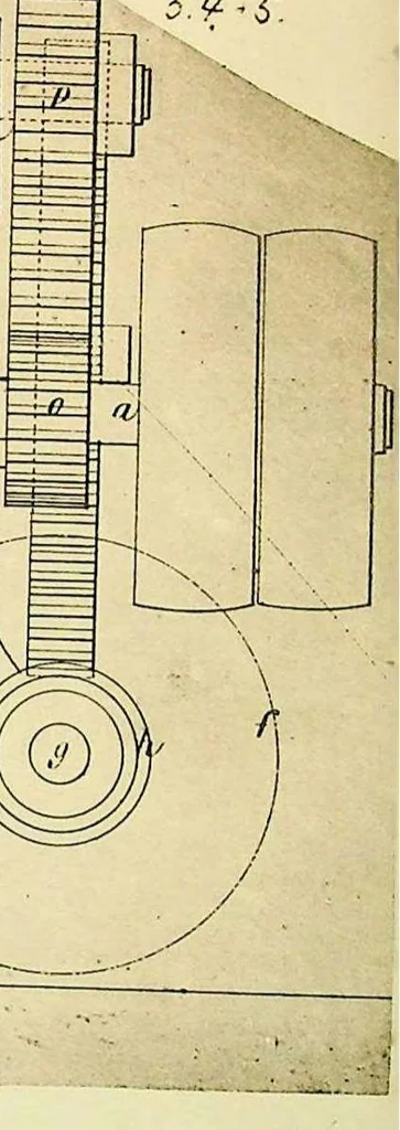 An illustration from Mason - Preparing Cotton for Spinning, British Patent 13408 of 1850, 1850, leaf 0